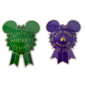 Disney Parks Hidden Mickey Hunter Rope Drop Regular Stickers Set 2 Purple Green